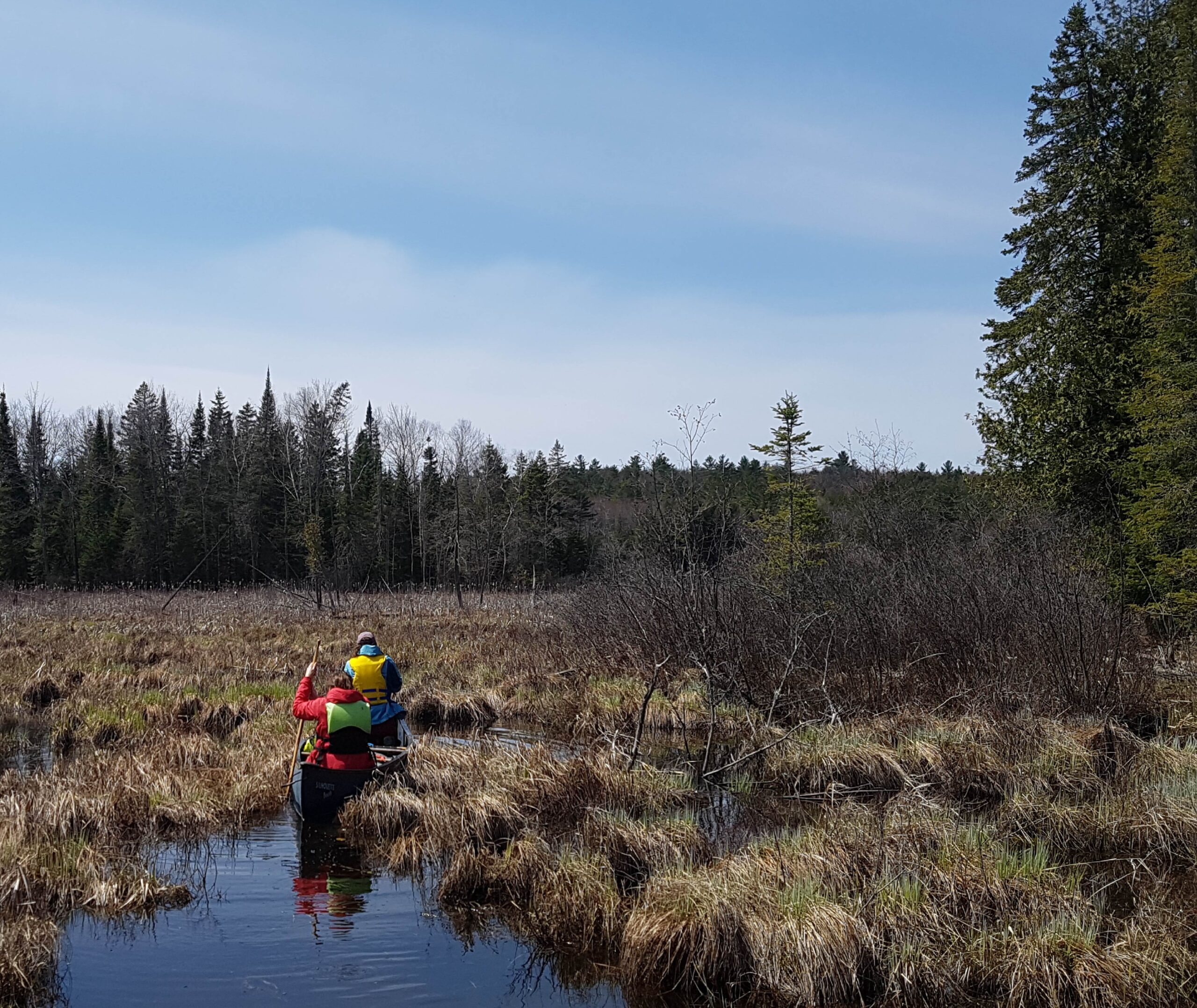 Two people canoeing at Kawartha Land Trust's Nogies Creek Property.