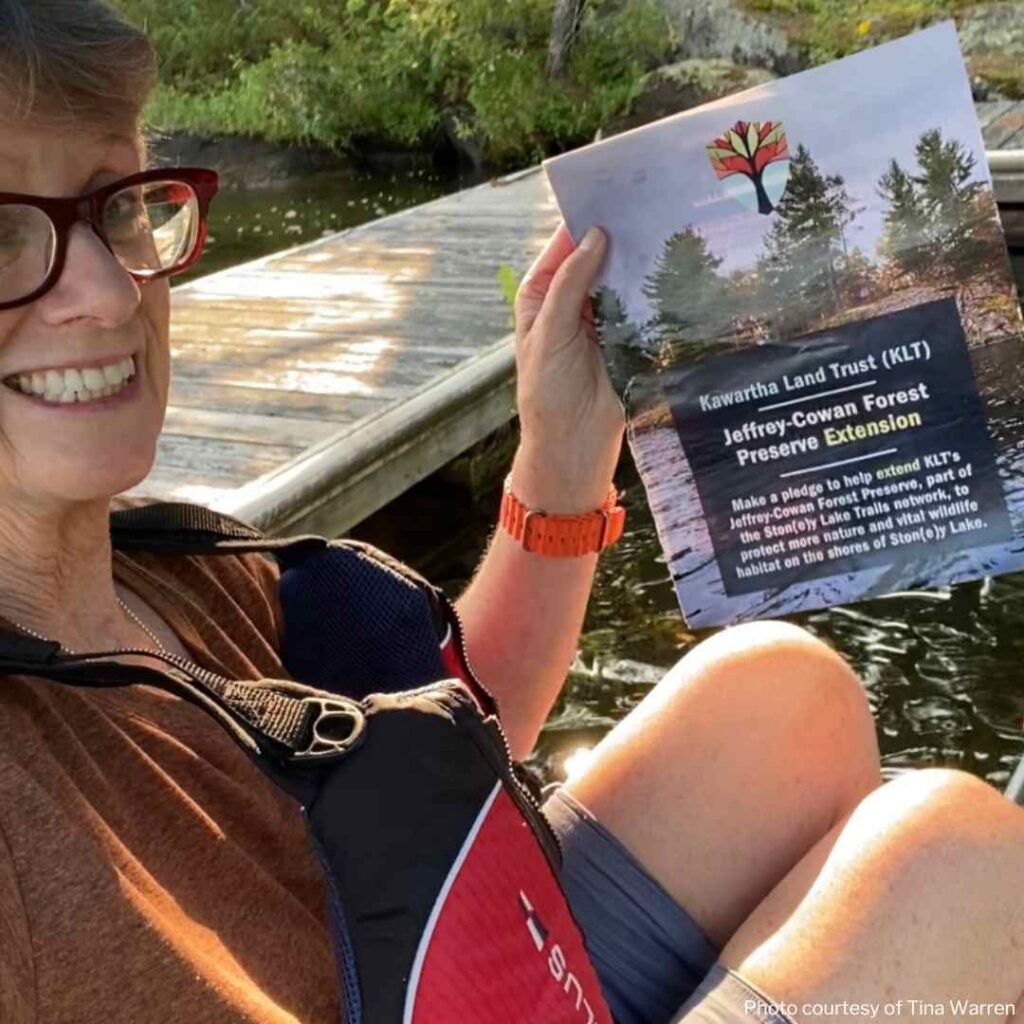 Tina Warren Paddling for Pledges on Stoney Lake